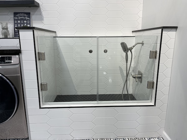 Custom dog shower in the laundry room or mudroom