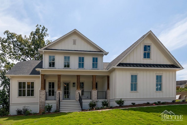 Modern Craftsman-style home with gables and board and batten siding accents - New Home Lexington, SC