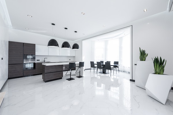 Marble flooring in a modern home