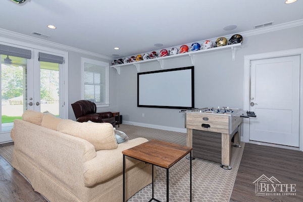 Home theater room for watching football games